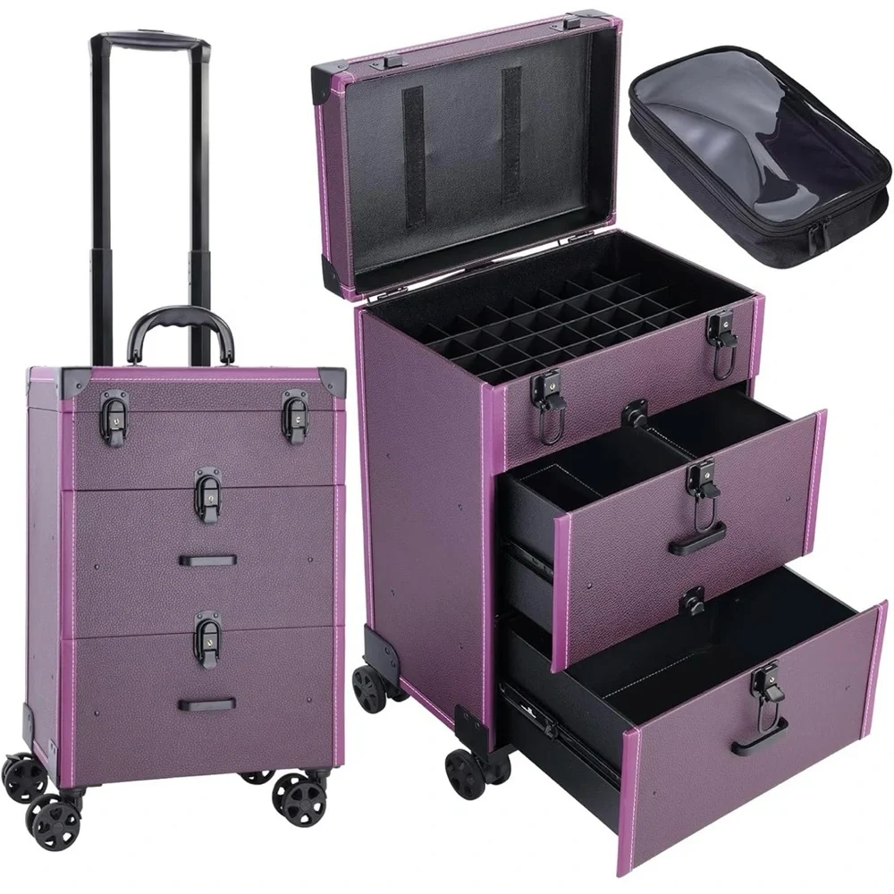 Elegant Purple Rolling Makeup Organizer